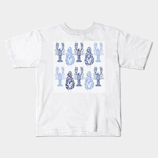 Lobster Blue Pattern Kids T-Shirt